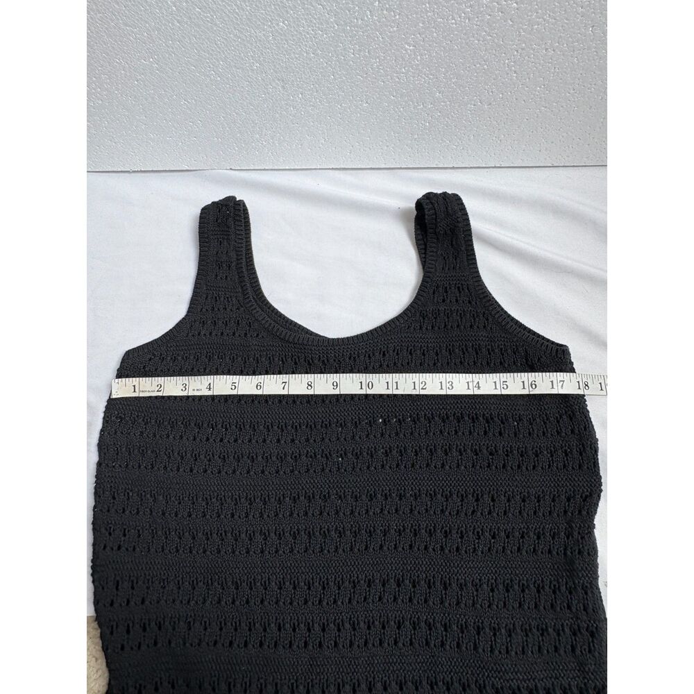 Old Navy Cotton Fitted Sleeveless Crochet Swim Cover Up Midi Dress Black Size M - Picture 11 of 12